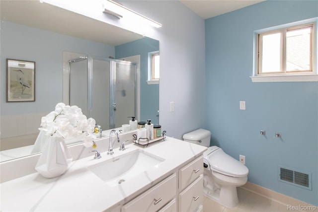 2864 Mystic Dr, Ann Arbor, MI 48103 - bathroom featuring toilet, vanity, a stall shower, a bath, and tile patterned floors