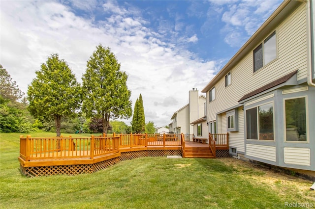 2864 Mystic Dr, Ann Arbor, MI 48103 - view of green lawn featuring a deck