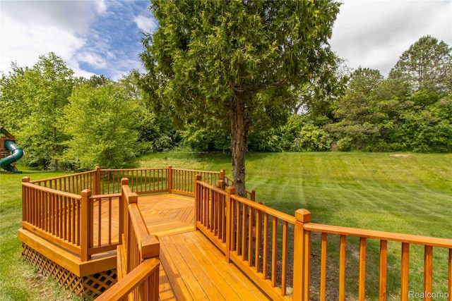 2864 Mystic Dr, Ann Arbor, MI 48103 - wooden deck with a yard and view of scattered trees