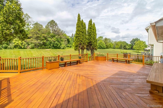 2864 Mystic Dr, Ann Arbor, MI 48103 - wooden terrace featuring a yard and view of scattered trees