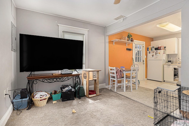 128 S Main St, Lawton, MI 49065 - living area featuring light carpet and baseboards