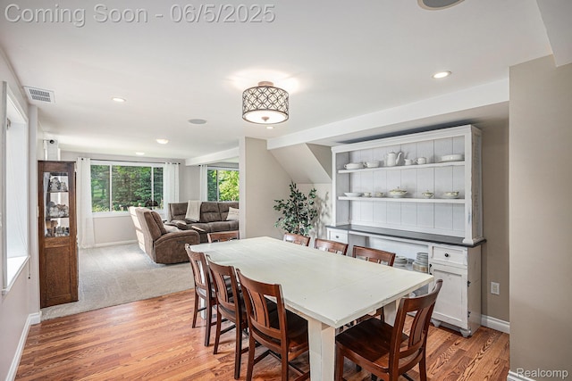 6080 Waldon Rd, Clarkston, MI 48346 - dining room featuring light wood-style floors, baseboards, and recessed lighting