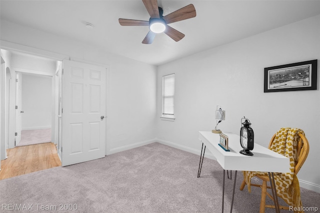 5935 Devonshire Rd, Dearborn, MI 48224 - home office with carpet floors, a ceiling fan, and baseboards