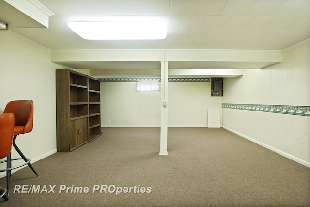 6461 Sheridan Rd, Saginaw, MI 48601 - finished basement featuring carpet, baseboards, and ornamental molding