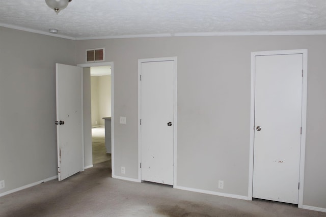 11200 Willard Rd, Burt, MI 48417 - unfurnished bedroom featuring carpet, baseboards, a textured ceiling, and crown molding