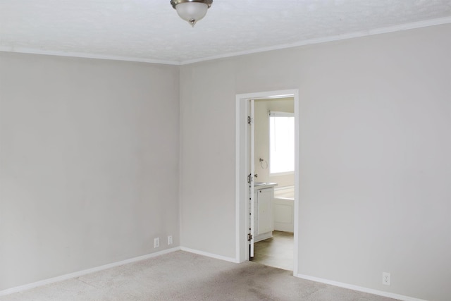 11200 Willard Rd, Burt, MI 48417 - empty room featuring light colored carpet, baseboards, and crown molding