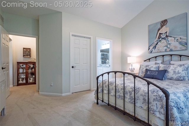 26727 Wilton Ct, New Hudson, MI 48165 - bedroom featuring carpet flooring, baseboards, and vaulted ceiling
