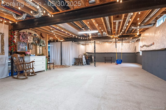 26727 Wilton Ct, New Hudson, MI 48165 - unfinished basement featuring carpet floors
