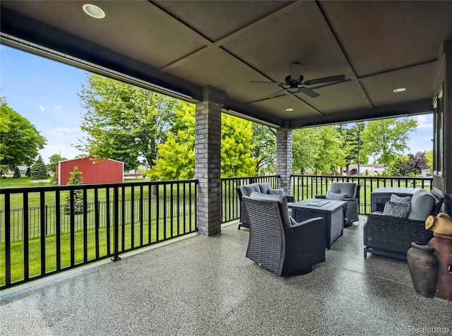 50011 Anita Way N, Macomb, MI 48044 - view of patio with an outdoor living space and ceiling fan