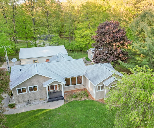 4841 Pear Way, Farwell, MI 48622 - view from above of property featuring a heavily wooded area