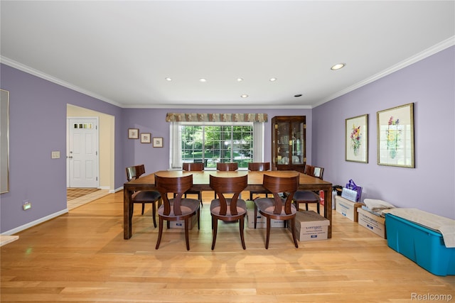 29832 High Valley Ct, Farmington Hills, MI 48331 - dining space with crown molding, light wood-style flooring, and recessed lighting