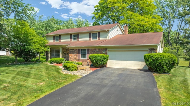 29832 High Valley Ct, Farmington Hills, MI 48331 - traditional home with a garage, brick siding, asphalt driveway, and a front lawn