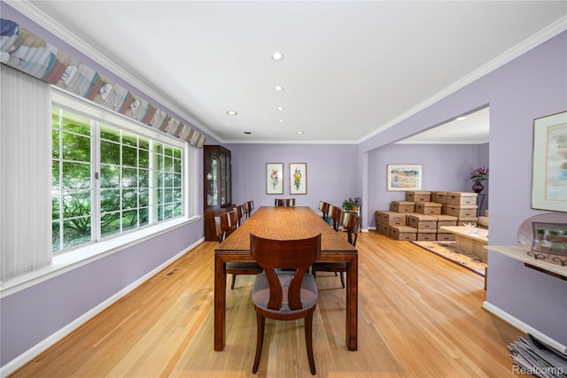 29832 High Valley Ct, Farmington Hills, MI 48331 - dining area with light wood-type flooring, ornamental molding, and recessed lighting