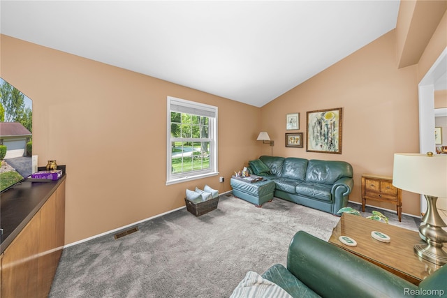 29832 High Valley Ct, Farmington Hills, MI 48331 - carpeted living room featuring lofted ceiling and baseboards