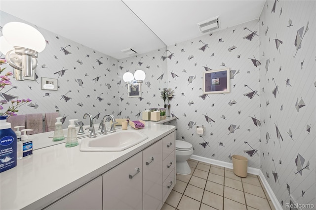 29832 High Valley Ct, Farmington Hills, MI 48331 - bathroom featuring vanity, tile patterned floors, and wallpapered walls