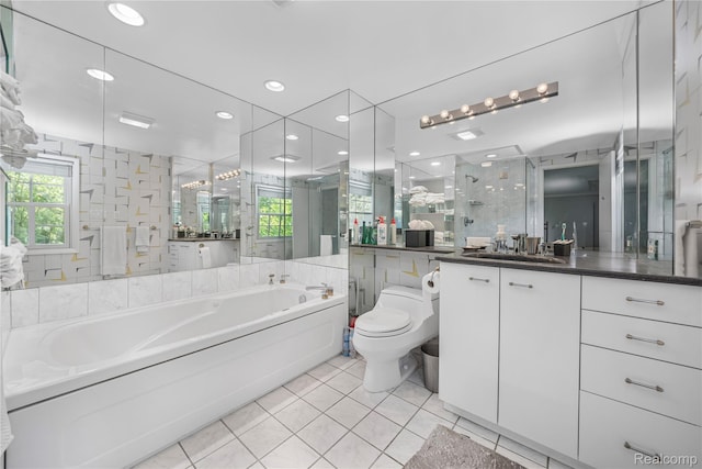 29832 High Valley Ct, Farmington Hills, MI 48331 - bathroom with a garden tub, vanity, a shower stall, and plenty of natural light