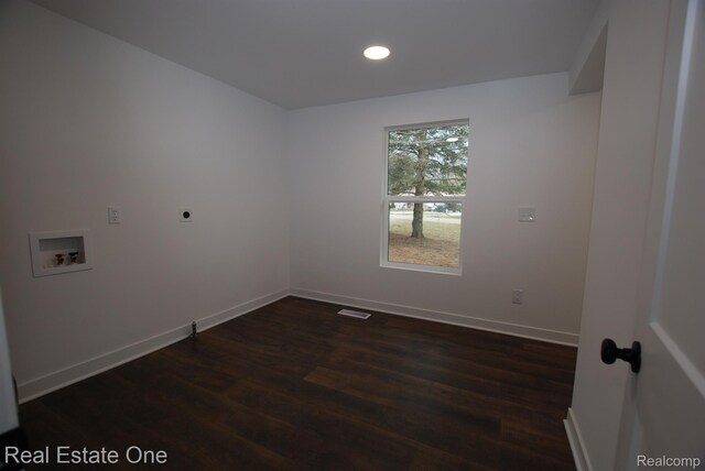 12357 Raymond Dr, Clio, MI 48420 - spare room with dark wood-type flooring, baseboards, and recessed lighting