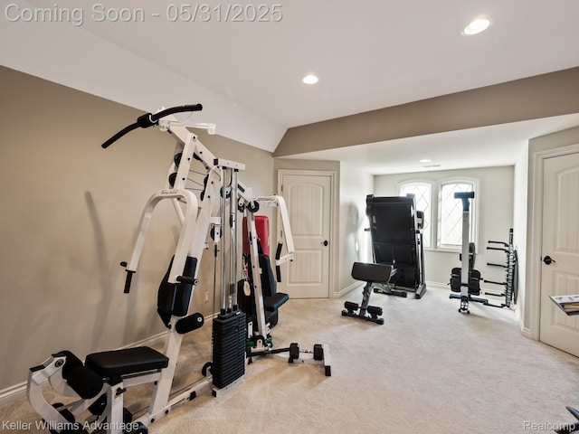 20971 Pomino Dr, Northville, MI 48167 - exercise room featuring recessed lighting, baseboards, and carpet