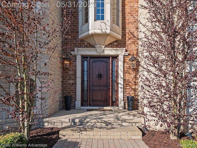 20971 Pomino Dr, Northville, MI 48167 - property entrance featuring brick siding