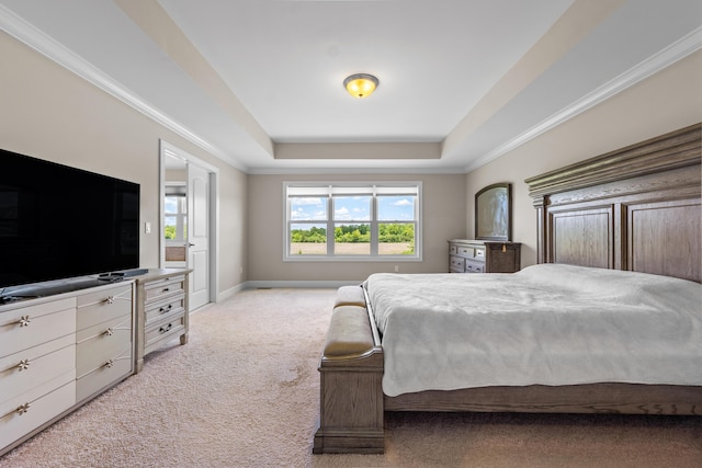 2349 Westbrooke Ct, Ann Arbor, MI 48105 - bedroom featuring light carpet, a raised ceiling, baseboards, and crown molding
