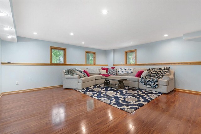 6767 Knollview Dr, Hudsonville, MI 49426 - living room with wood finished floors, baseboards, and recessed lighting