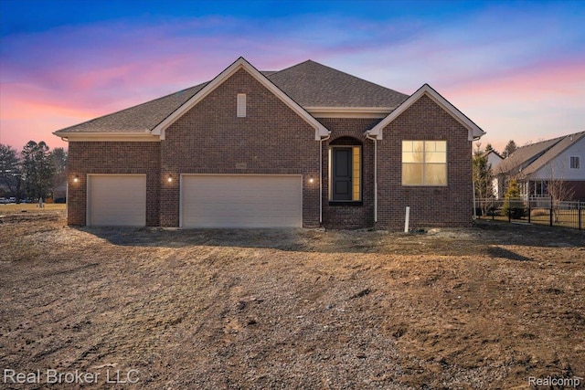 35704 Addison Dr, New Baltimore, MI 48047 - view of front of property with brick siding, dirt driveway, and a shingled roof