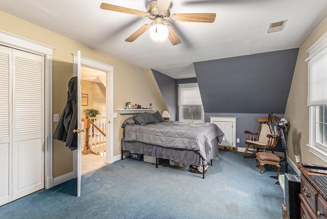 3313 Gethings Rd, Battle Creek, MI 49015 - bedroom with carpet, multiple windows, and a ceiling fan