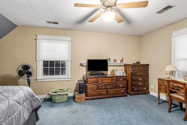 3313 Gethings Rd, Battle Creek, MI 49015 - bedroom featuring carpet, baseboards, a ceiling fan, and vaulted ceiling