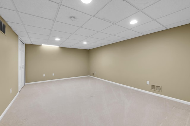 482 Torrington Dr W, Canton, MI 48188 - carpeted empty room with recessed lighting, baseboards, a smoke detector, and a paneled ceiling