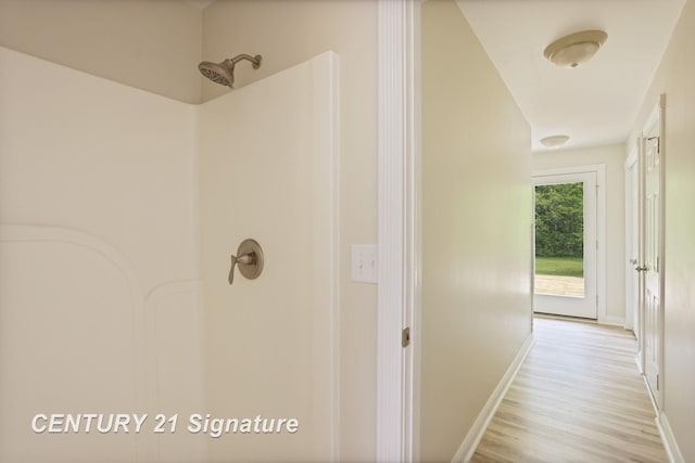 4769 S Fordney Rd, Hemlock, MI 48626 - hall with light wood-style flooring and baseboards