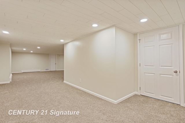 4769 S Fordney Rd, Hemlock, MI 48626 - finished below grade area with carpet flooring, recessed lighting, baseboards, and baseboard heating