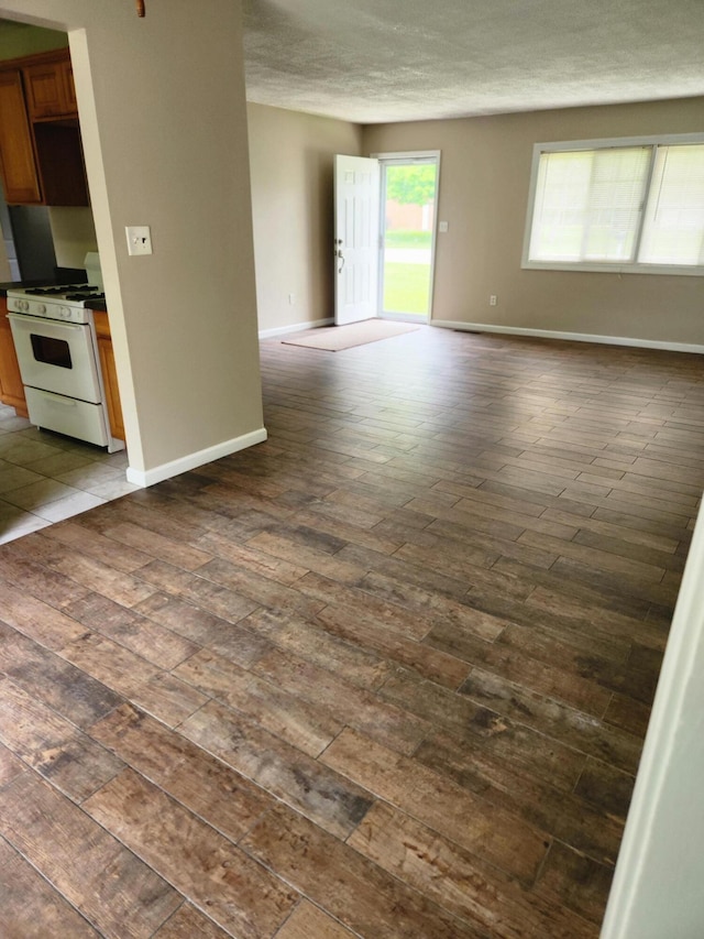 179 W State St, Coldwater, MI 49036 - unfurnished living room with dark wood-type flooring and a textured ceiling