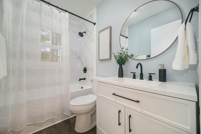188 Redman Rd, Milan, MI 48160 - bathroom with wood finished floors, vanity, toilet, and shower / tub combo
