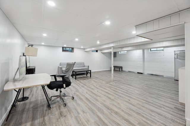 2419 Faye Dr, Ann Arbor, MI 48103 - office space with wood finished floors, recessed lighting, baseboards, and a drop ceiling