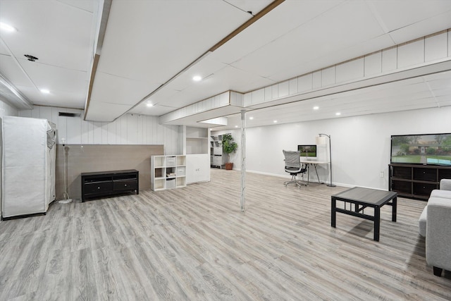 2419 Faye Dr, Ann Arbor, MI 48103 - living room with baseboards, wood finished floors, and recessed lighting