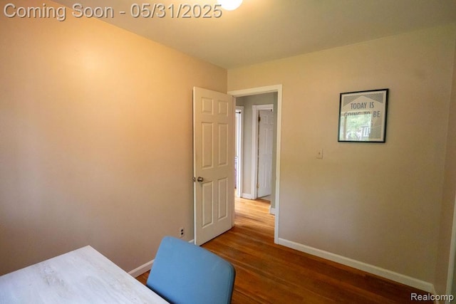 29974 Tamarack Dr, Flat Rock, MI 48134 - office area featuring baseboards and wood finished floors