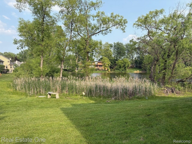 5299 Pond Bluff Dr, West Bloomfield, MI 48323 - view of grassy yard featuring a water view