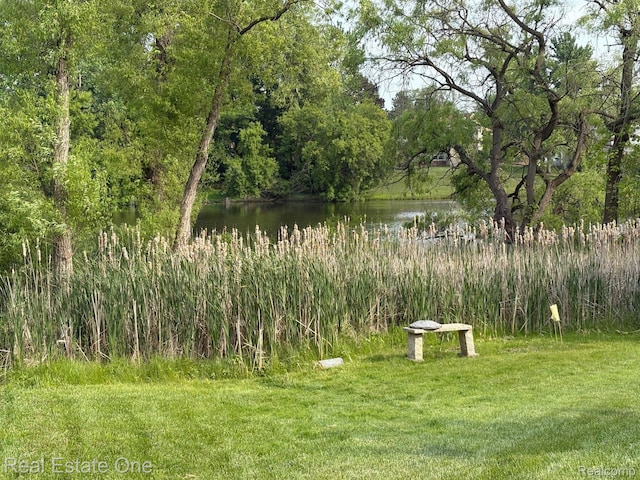 5299 Pond Bluff Dr, West Bloomfield, MI 48323 - view of grassy yard featuring a water view