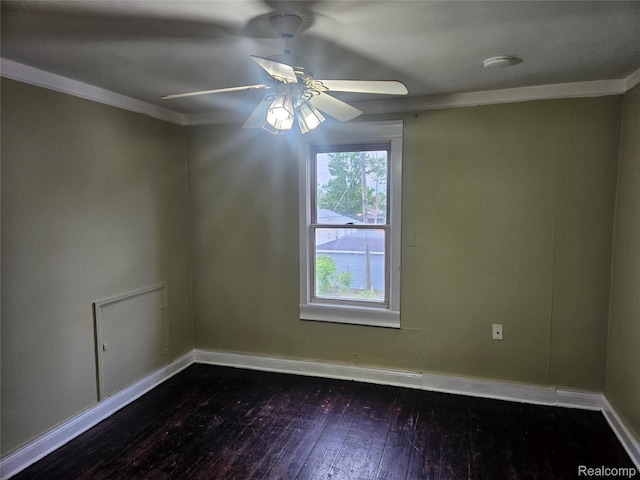 4634 8th St, Ecorse, MI 48229 - empty room with hardwood / wood-style floors, crown molding, ceiling fan, baseboards, and a smoke detector