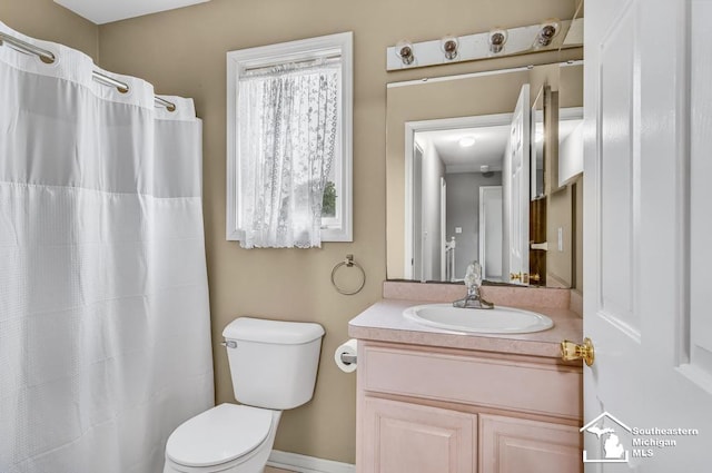177 W Willis Rd, Saline, MI 48176 - full bathroom with toilet, vanity, and a shower with shower curtain