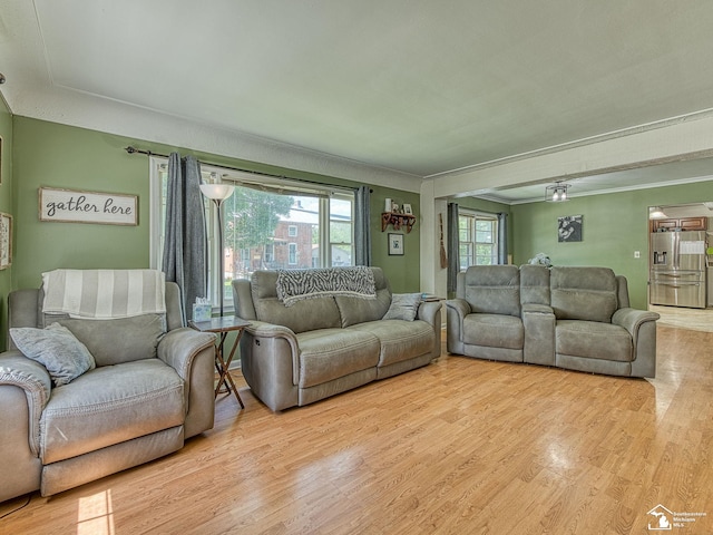 424 W 4th St, Monroe, MI 48161 - living area with plenty of natural light, light wood-type flooring, and ornamental molding