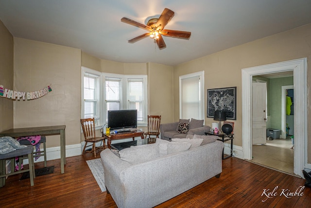 232 Oakley Pl NE, Grand Rapids, MI 49503 - living area with a ceiling fan, hardwood / wood-style flooring, and baseboards