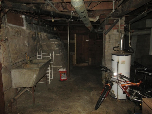 710 Cattawba Ave, Muskegon, MI 49442 - unfinished basement featuring gas water heater and a sink