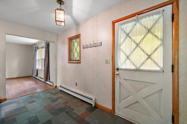 2100 Delhi W, Ann Arbor, MI 48103 - entryway with a baseboard heating unit, baseboards, and stone finish floors