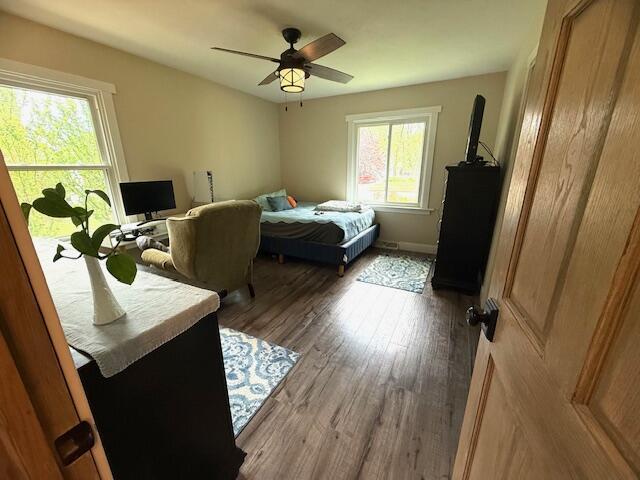 307 W 30th St, Holland, MI 49423 - bedroom featuring wood finished floors, a ceiling fan, and baseboards