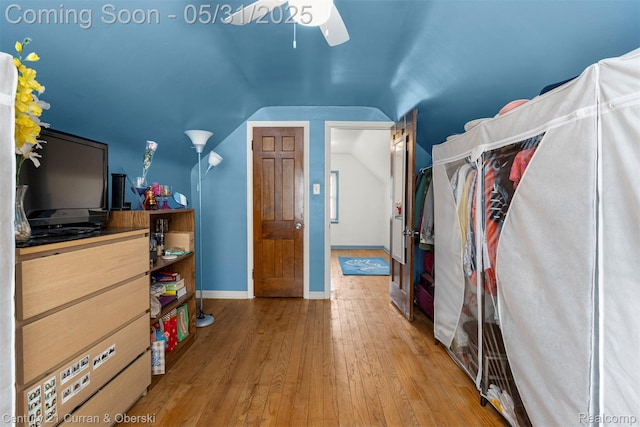 17621 Wood St, Melvindale, MI 48122 - bedroom with lofted ceiling, hardwood / wood-style flooring, and baseboards