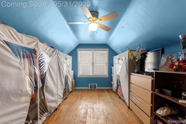 17621 Wood St, Melvindale, MI 48122 - spacious closet with light wood-style floors, lofted ceiling, and a ceiling fan