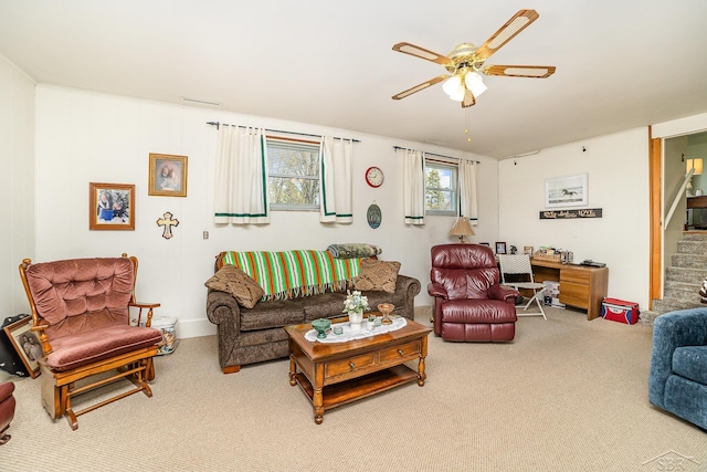 2615 Yosemite St, Saginaw, MI 48603 - carpeted living room with a ceiling fan