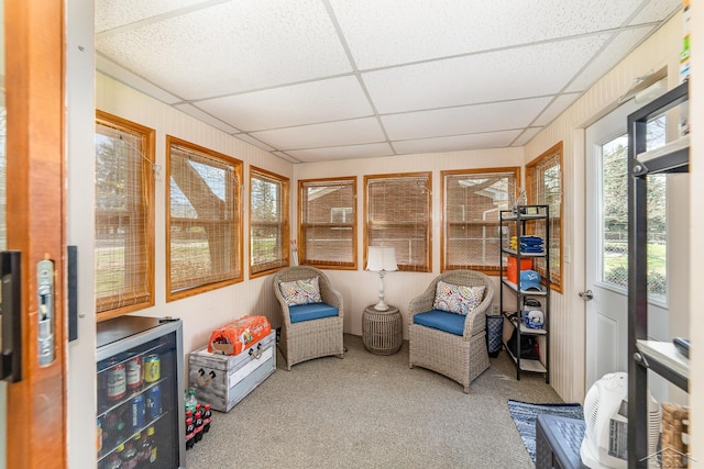 2615 Yosemite St, Saginaw, MI 48603 - sunroom featuring carpet floors and a drop ceiling