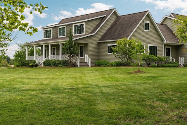 2928 Heeney Rd, Stockbridge, MI 49285 - view of front of home with a porch, a front lawn, and roof with shingles